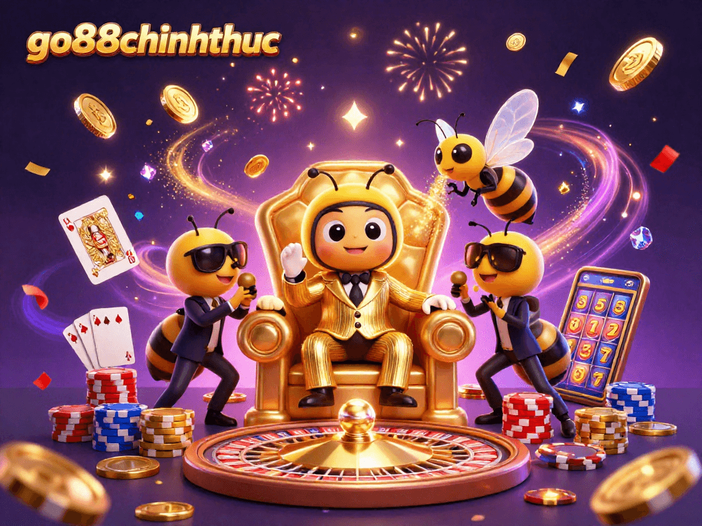 Experience the vibrant world of go88chinhthuc casino games with a dynamic 3D illustration