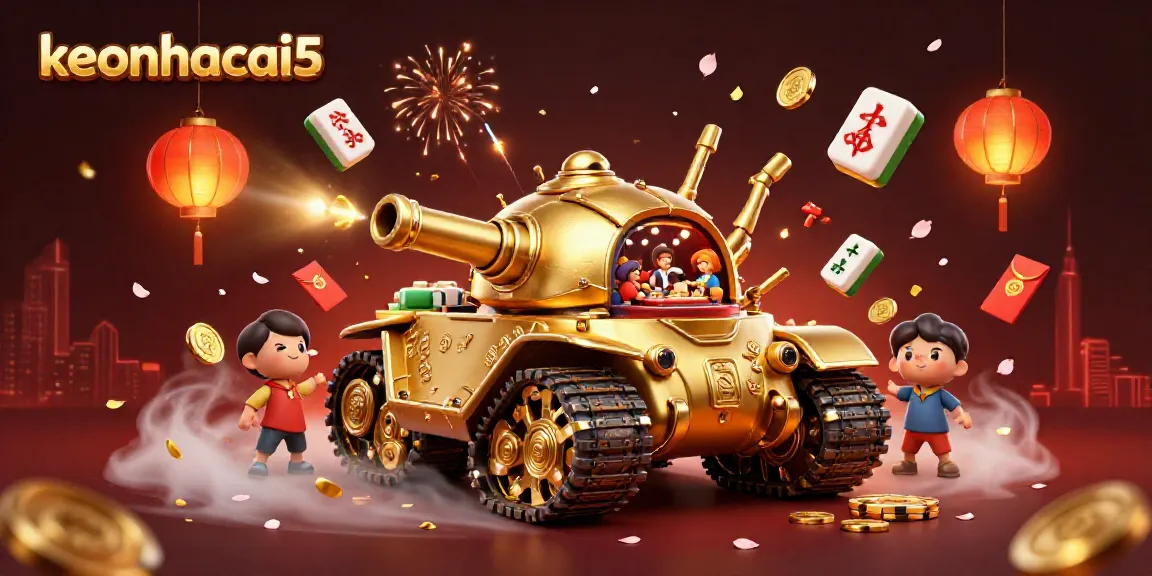 Engage with keonhacai5's dynamic casino universe featuring a golden beetle tank revealing a mini casino.