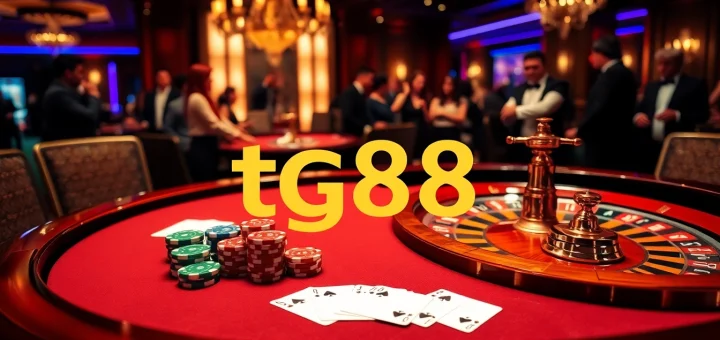 Engage in thrilling casino action with tg88 poker chips and roulette in a luxurious setting.