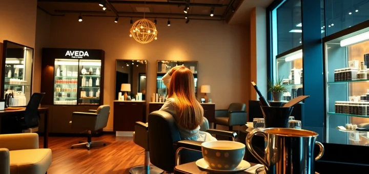 Aveda salon San Diego showcasing hair highlights application in a luxurious setting.