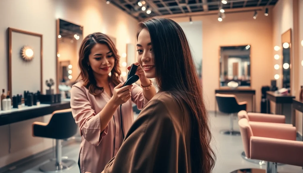 Dameskapper hairstylist providing a stylish haircut in a modern salon environment.
