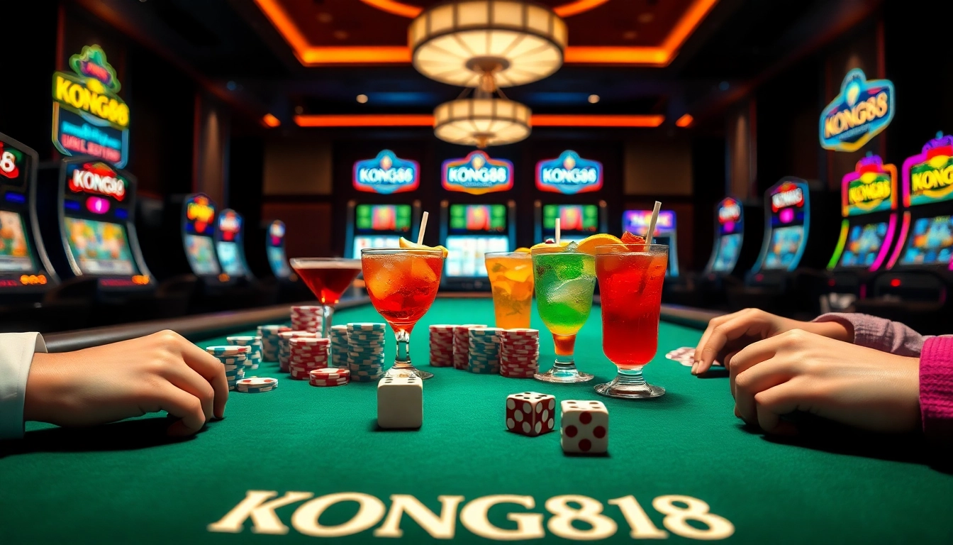 Action-packed gambling at a KONG88 poker table showcasing excitement and luxury.