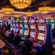 Players enjoying vibrant slot machines on the casino floor at go8 Las Vegas, showcasing excitement and chance.