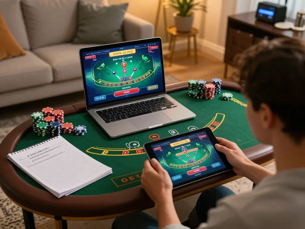 Engaging online gaming session with U88 blackjack on a tablet, showcasing strategies and enjoyment.