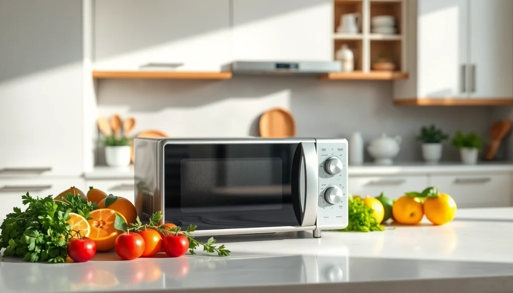 Discover microwave oven sales with a stylish modern kitchen and sleek countertop setup.