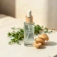 Tremella mushroom serum displayed amidst fresh herbs and natural elements, showcasing its organic beauty benefits.