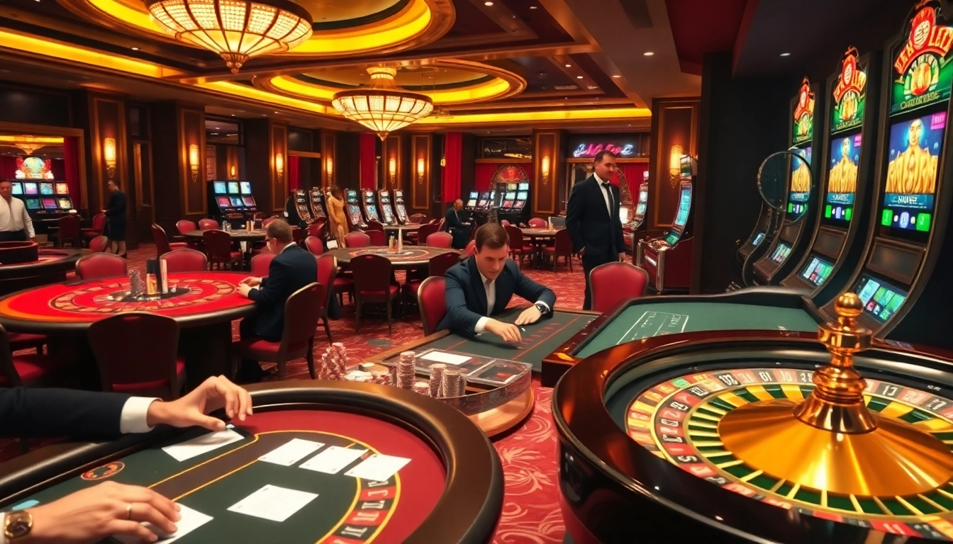 Experience the thrill of high-stakes gambling at https://kjc.uk.com/ with vibrant casino visuals showing poker tables and roulette wheels.