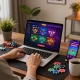 Engaging in online gaming at RR88 with laptop and mobile app for seamless betting experience.