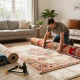 Professional carpet fitters near me showcasing carpet installation in a cozy living room with natural light.