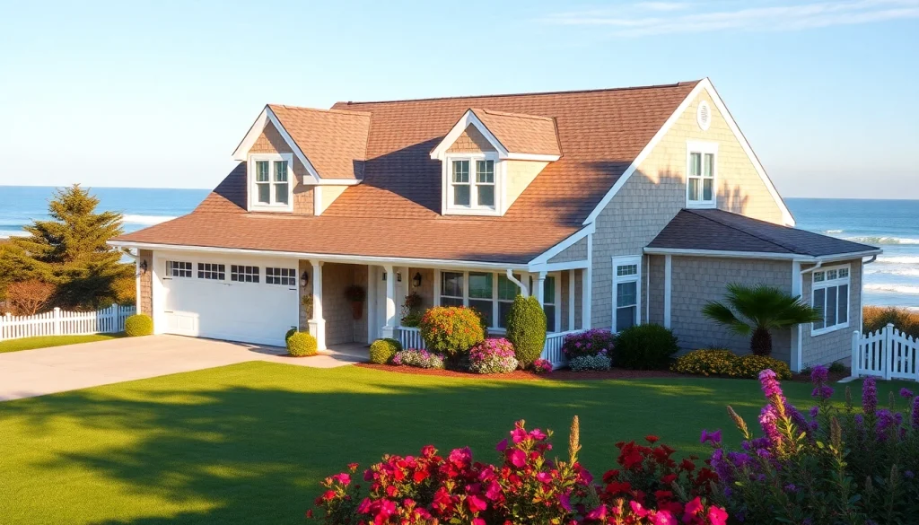 Cape Cod homes featuring classic architecture and a beautiful attached garage in a coastal setting.