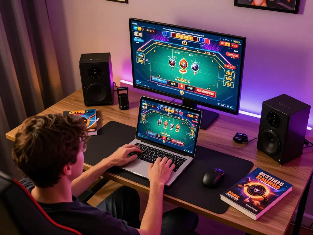 Enjoying live dealer games at luck8 from a cozy home gaming setup with strategy notes