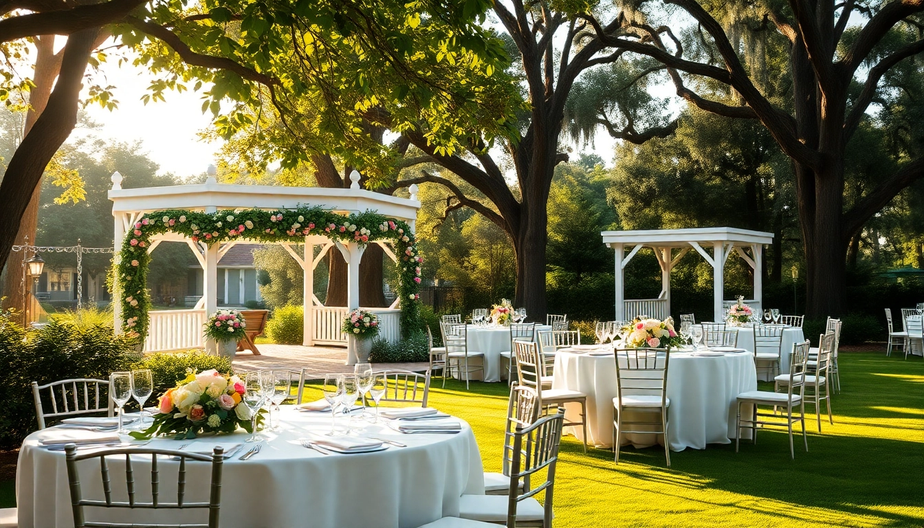 Experience the elegance of the Best Wedding Venue Jacksonville, featuring a beautiful gazebo and refined decorations.