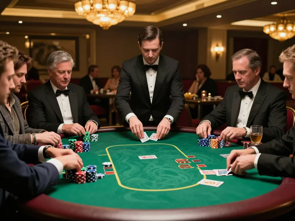 Players at Go88 excitedly engaging in a Texas Hold'em poker game, showcasing vibrant casino atmosphere