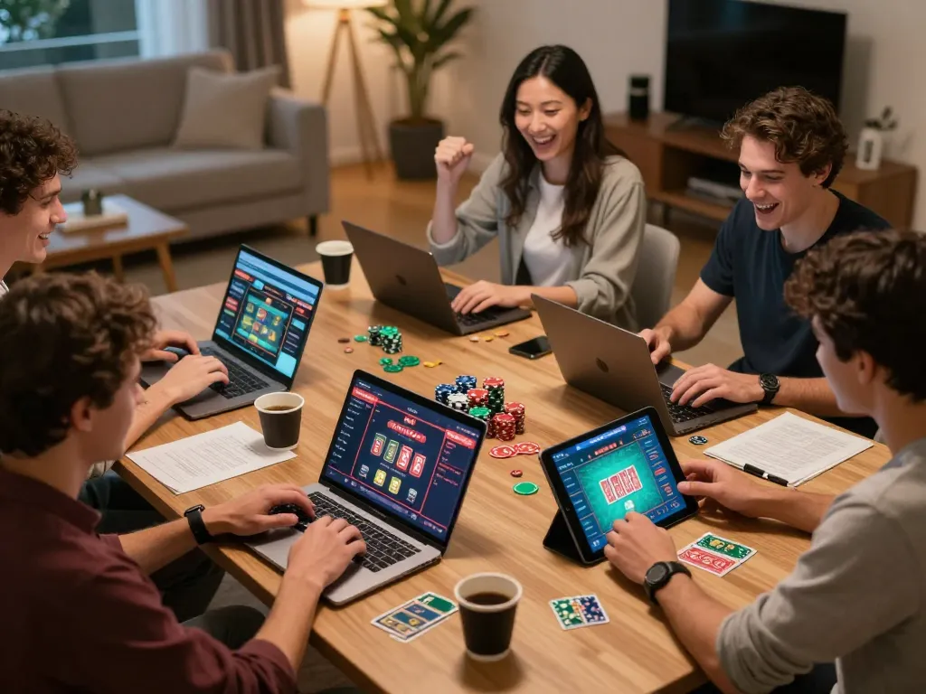 Players enjoy a vibrant online casino experience on sam86, engaging with games and celebrating wins.