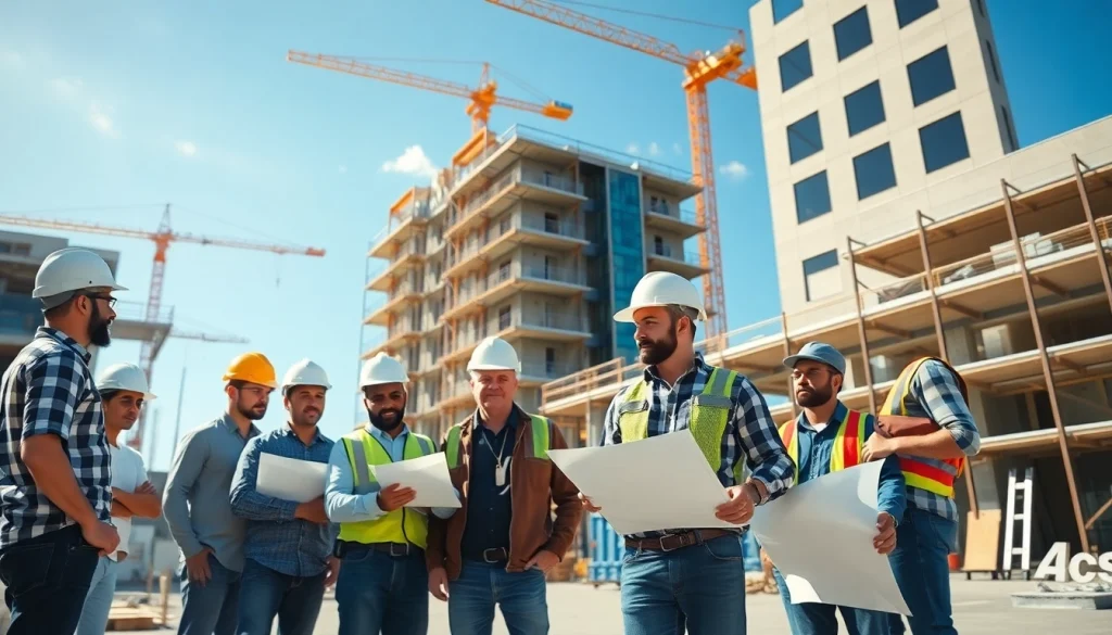 Austin general contractor team collaborating on construction, showcasing expertise and teamwork.