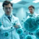 Illustration showing Retatrutide's interaction with human cells in a lab setting.