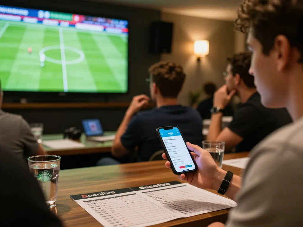 Socolive link displayed on smartphone during live sports betting event, showcasing excitement and engagement