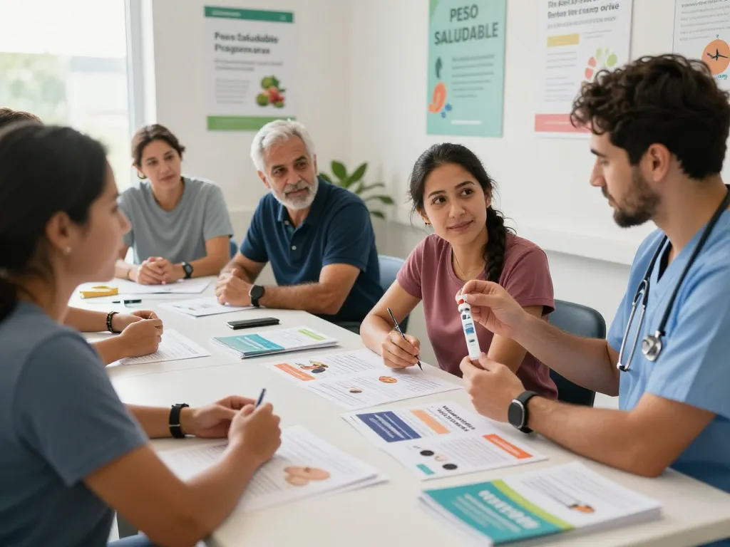 Join the interactive Peso Saludable workshop, haz clic aquí para más información on healthy weight management techniques.