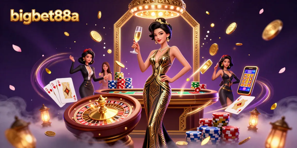 Experience the thrill of bigbet88a with glamorous casino vibes, elegant characters, and vibrant game elements.