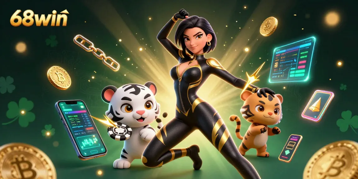 Experience thrilling gaming at 68win with a captivating casino scene featuring vibrant elements.