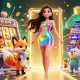 Experience the excitement of MM88 with vibrant casino elements, including slot machines and golden treasures.