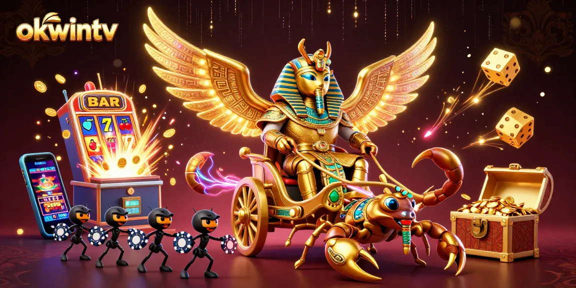 Experience thrilling gameplay with okwintv’s vibrant, dynamic casino-themed 3D illustration.