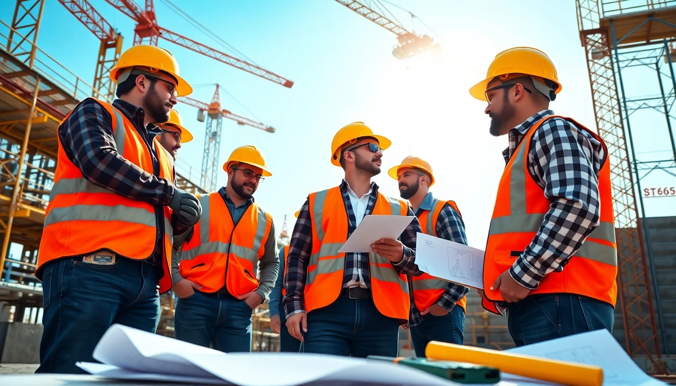 Team of professionals in collaboration at a construction site, emphasizing the importance of construction association.