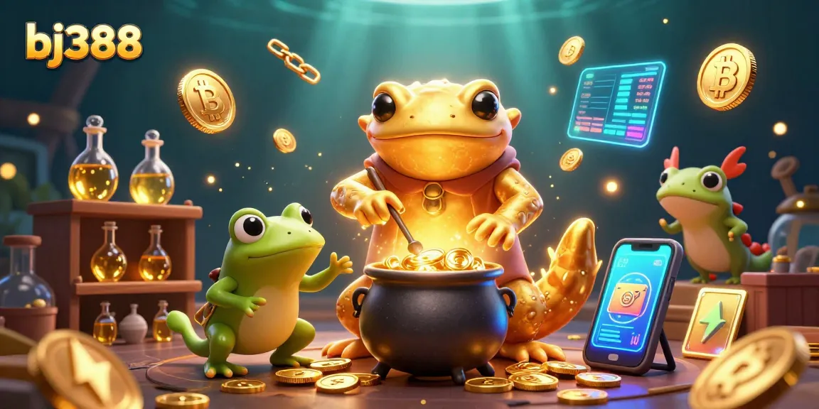 Experience the immersive bj388 gaming with a golden alchemist and magical elements.