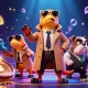 Experience thrilling wins at Fabet with cartoon raptors attempting to enter a VIP casino lounge.