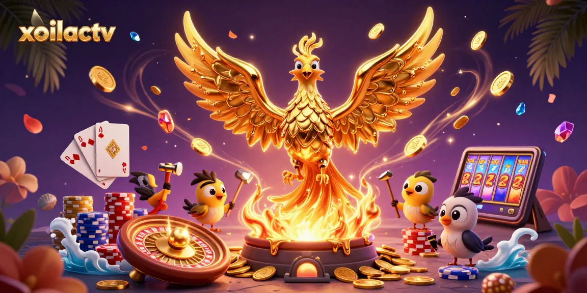 Experience winning strategies with xoilactv's vibrant casino scene featuring golden phoenix and dynamic gaming elements.
