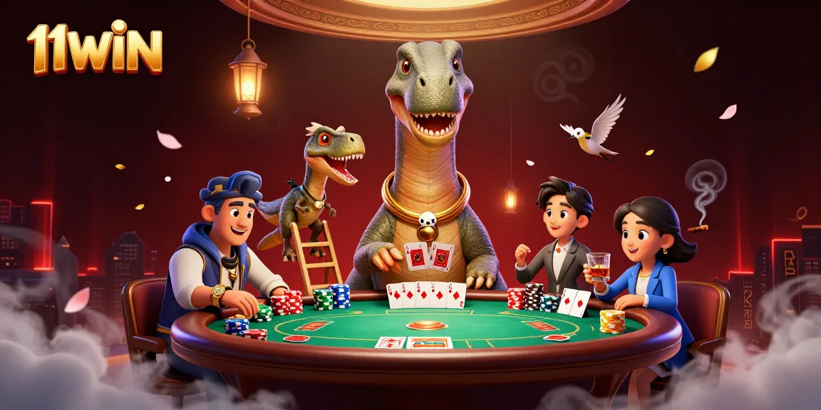 Experience 11WIN's thrilling casino atmosphere with vibrant 3D characters and gaming elements.
