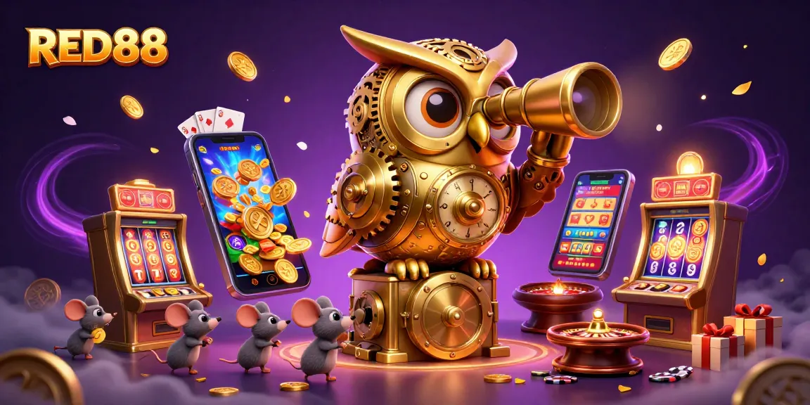 Unleash winning strategies at RED88 casino with a captivating 3D illustration of vibrant gaming action.