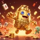 Spin to win with the vibrant ea88 golden golem in this lively casino illustration.