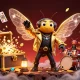 Engage with FV 88's vibrant casino scene featuring a cicada rock star and a treasure-filled adventure.