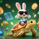 Experience LUCK8's vibrant gambling world with a lucky rabbit, golden turtle, and colorful coins.