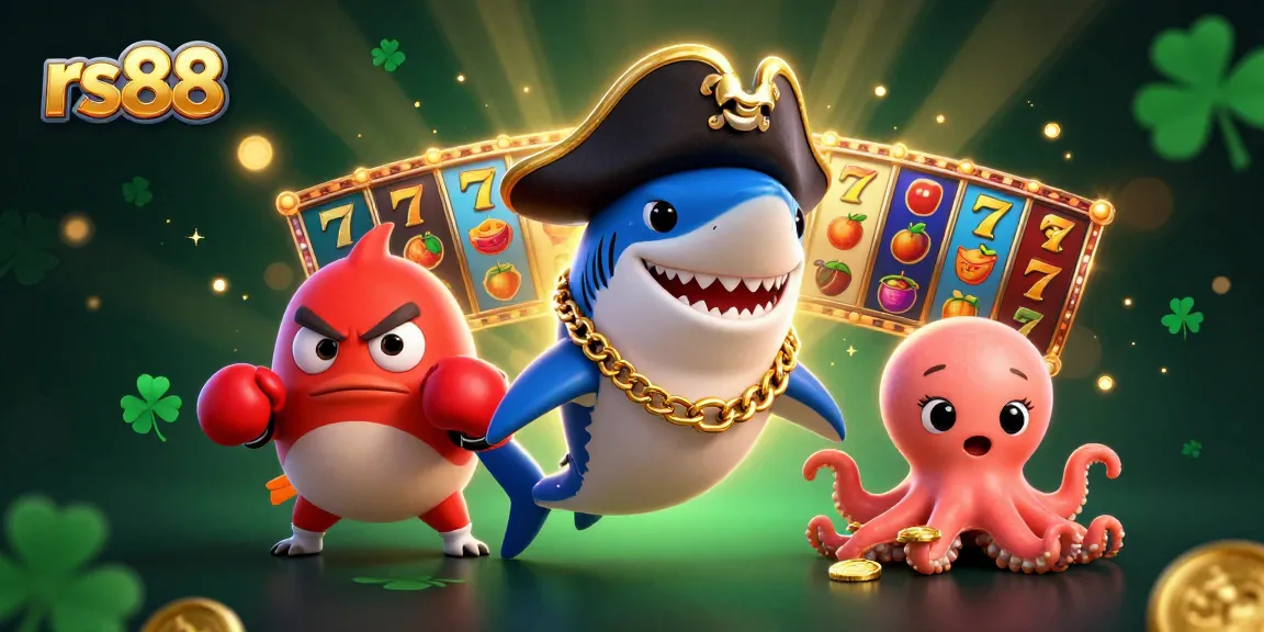 Engage in thrilling gameplay at rs88 with vibrant characters and golden coins overflowing in a colorful casino atmosphere.