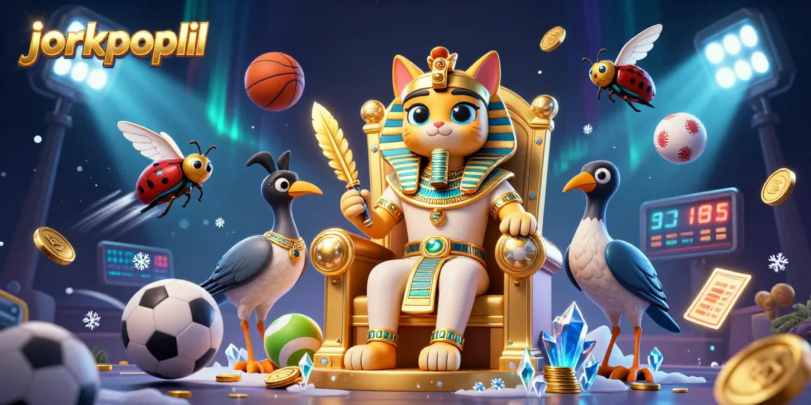 Experience jorkpoplil thrills with our dynamic casino scene featuring a pharaoh cat and vibrant sports elements.