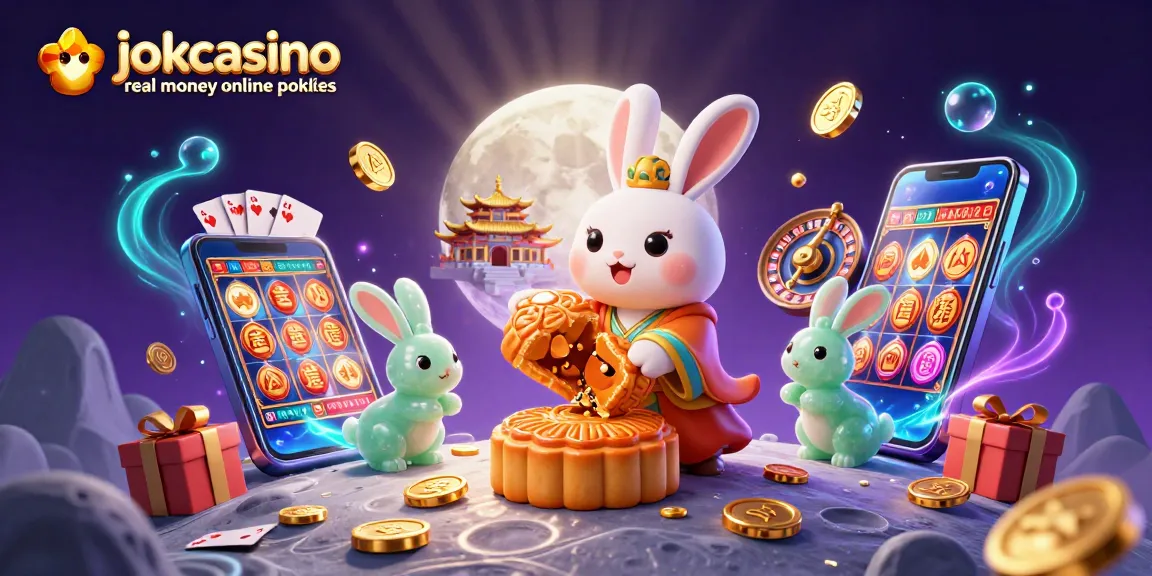 Engage with jokacasino real money online pokies in a vibrant scene full of slot games and casino elements.